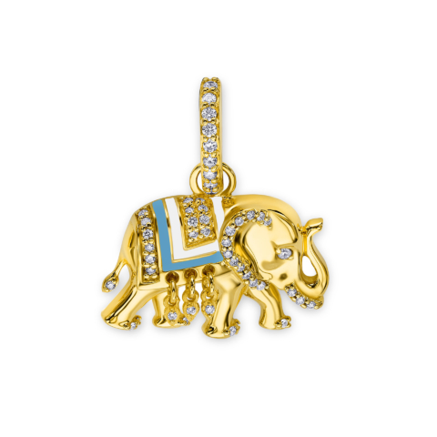 DIAMOND AND ENAMEL ELEPHANT PENDANT
