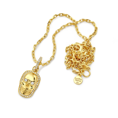 BABY GOLD SKULL PENDANT WITH DIAMONDS
