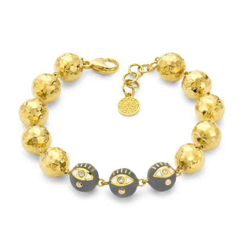 EVIL EYE DISCO BALL BRACELET WITH ENAMEL AND DIAMONDS